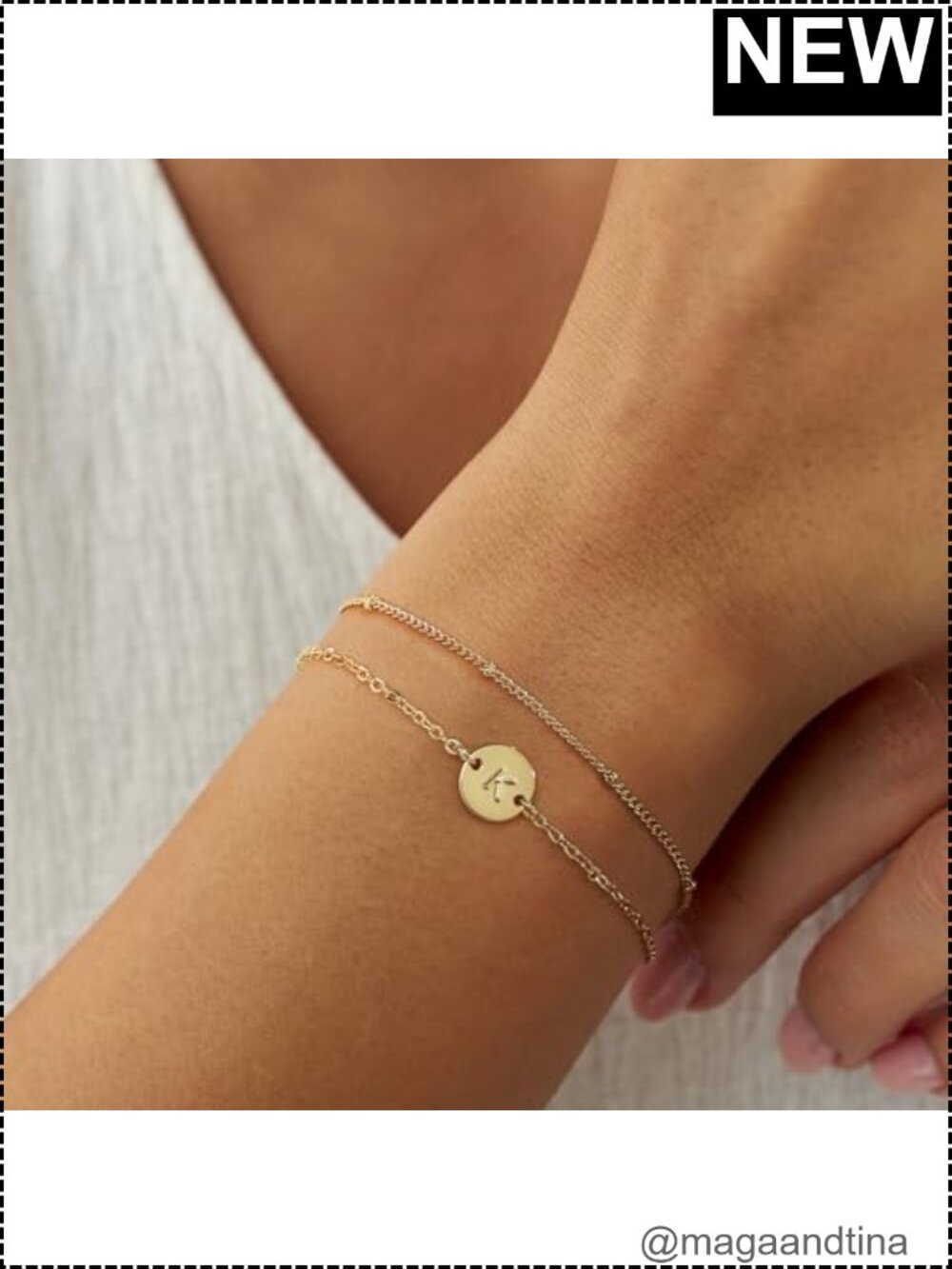 18K Gold Plated Initial Bracelet Dainty Monogram Letter Jewelry Gift for Women